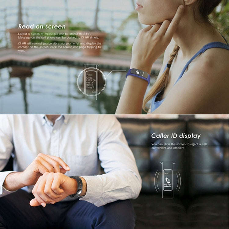 IWOWN i3 HR 0.96 inch OLED Display Bluetooth 4.0 Smart Bracelet, Support Call / Message Display,T...