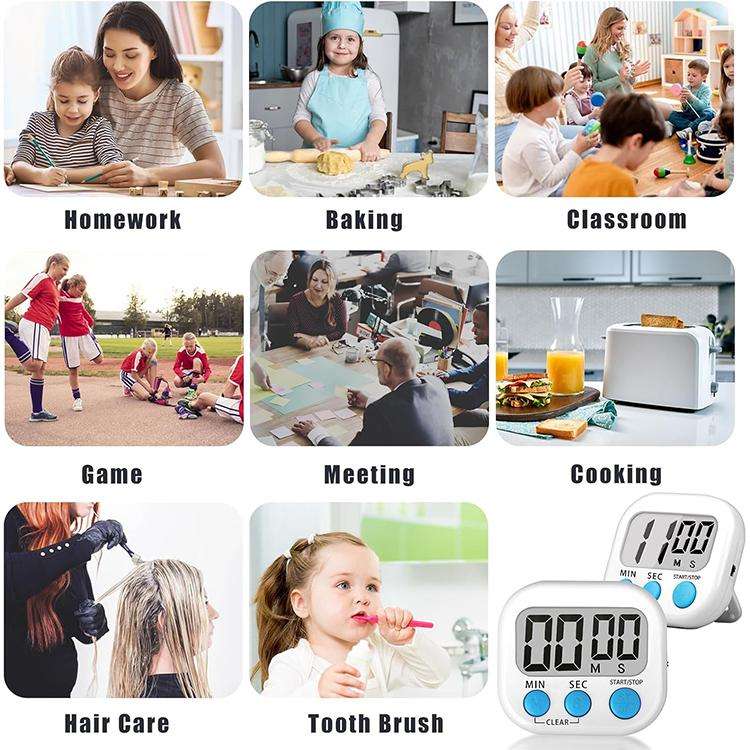Digital Kitchen Timer Electronic Alarm Magnetic Backing with LCD Display for Cooking Baking Sport...
