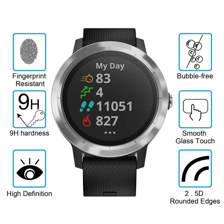 ENKAY Hat-Prince 0.2mm 9H 2.15D Curved Edge Tempered Glass Film for Garmin Vivoactive 3 trainer