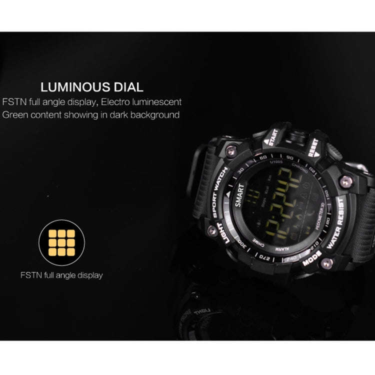 EX16 1.12 Inch FSTN LCD Full Angle Screen Display Sport Smart Watch, IP67 Waterproof, Support Ped...