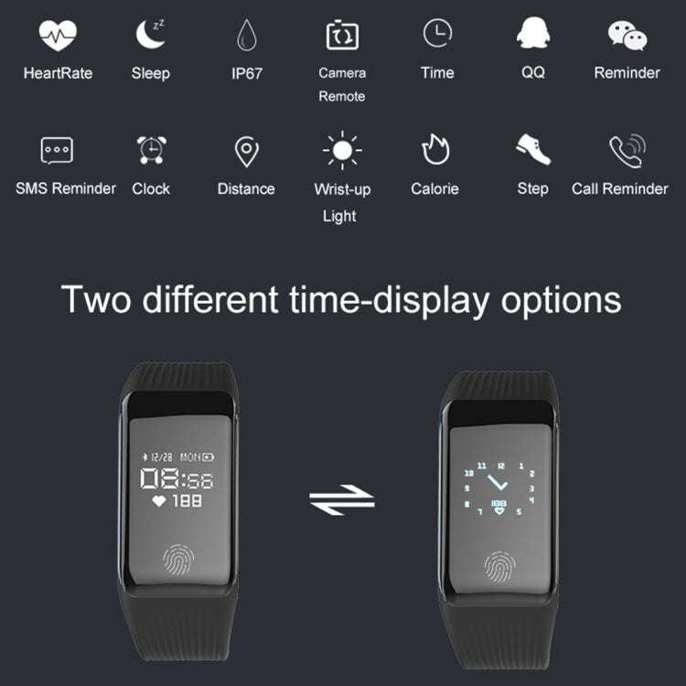 TLW B3 Fitness Tracker 0.66 inch OLED Screen Wristband Smart Bracelet, IP67 Waterproof, Support S...