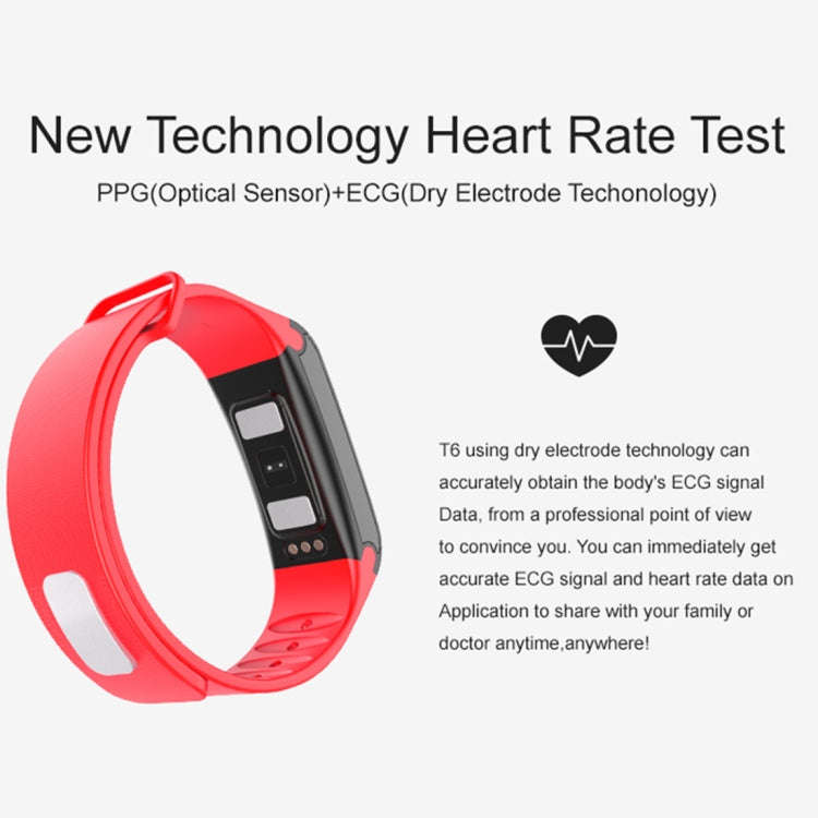 TLW T6 Fitness Tracker 0.96 inch OLED Display Wristband Smart Bracelet, Support Sports Mode / ECG...