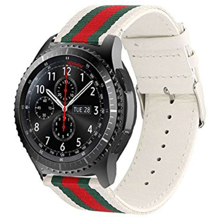 For Samsung Gear S3 Simple Fashion Nylon Genuine Leather Watch Band(White)