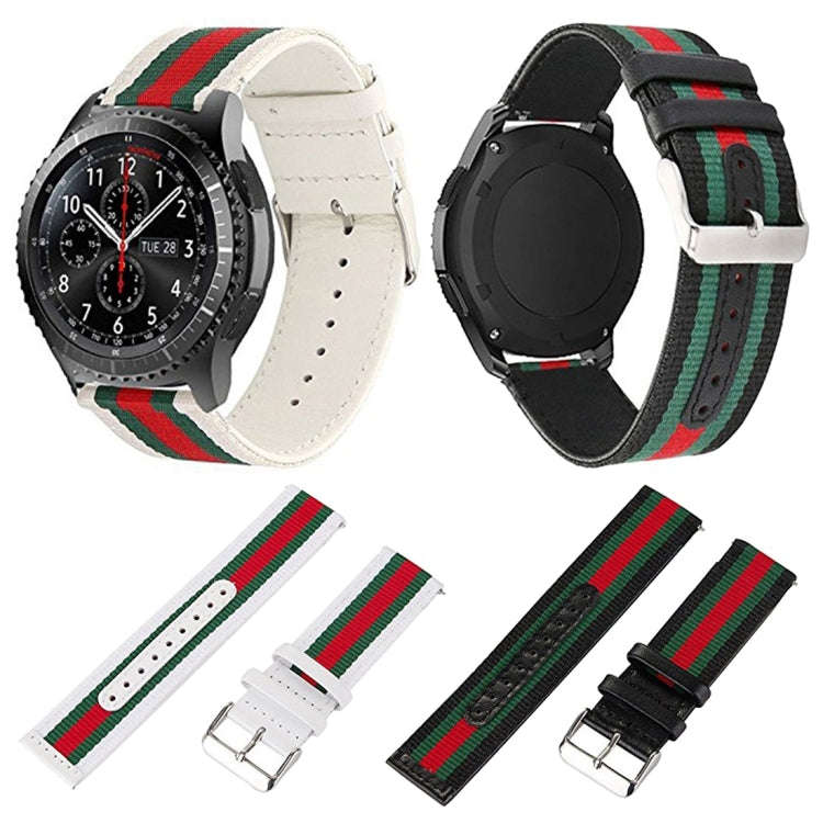 For Samsung Gear S3 Simple Fashion Nylon Genuine Leather Watch Band(White)