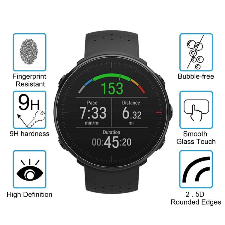 For POLAR Vantage M 0.26mm 2.5D 9H Tempered Glass Film Screen Protector