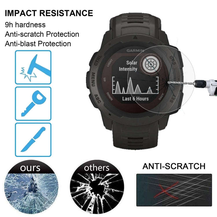For Garmin Instinct 0.26mm 2.5D 9H Tempered Glass Film Screen Protector