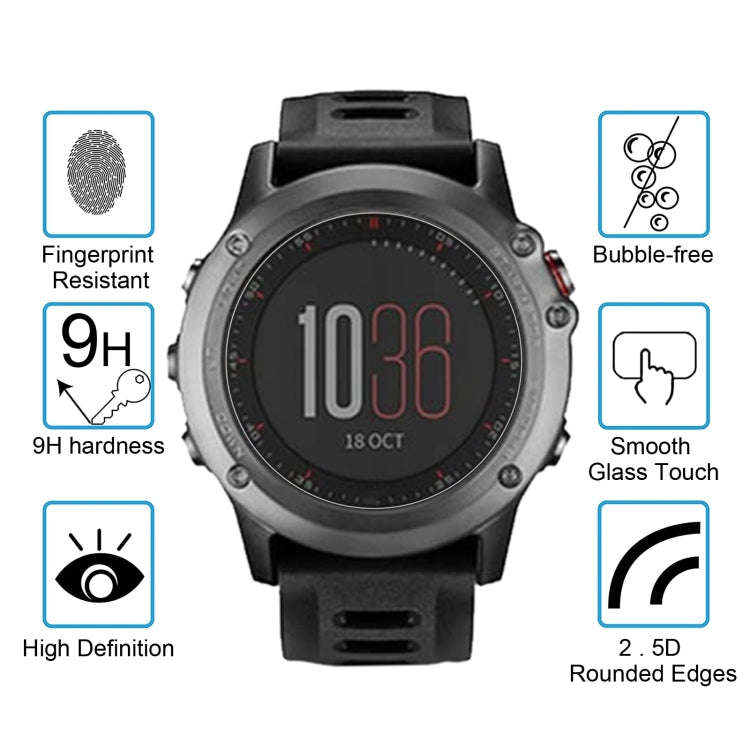 For Garmin Fenix 3 0.26mm 2.5D 9H Tempered Glass Film Screen Protector