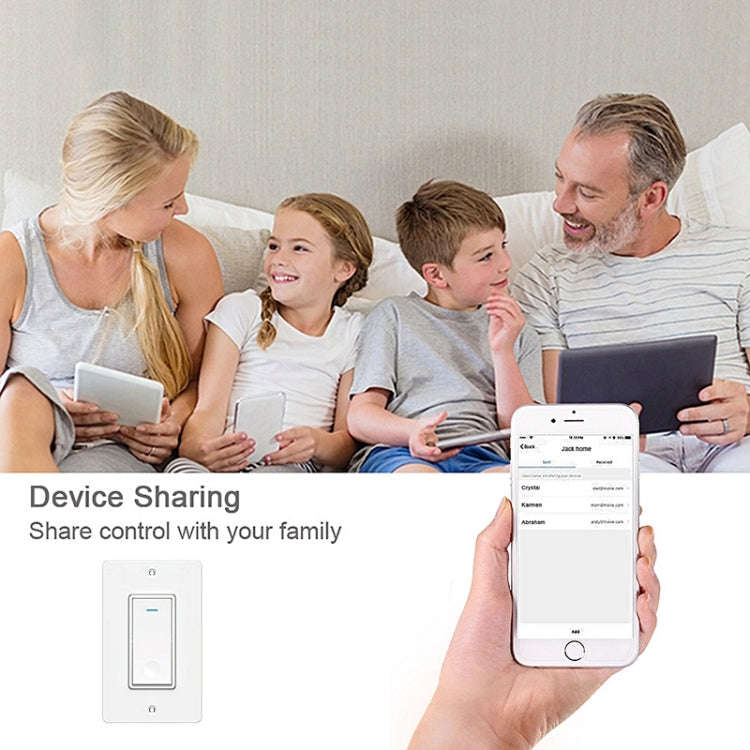 120 Type WiFi Smart Wall Touch Switch, US Plug(White)