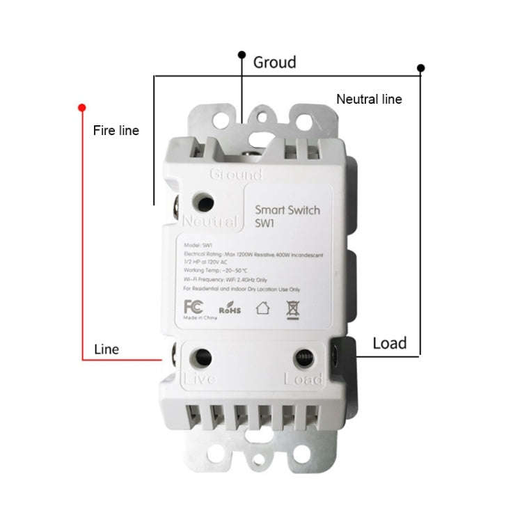 120 Type WiFi Smart Wall Touch Switch, US Plug(White)