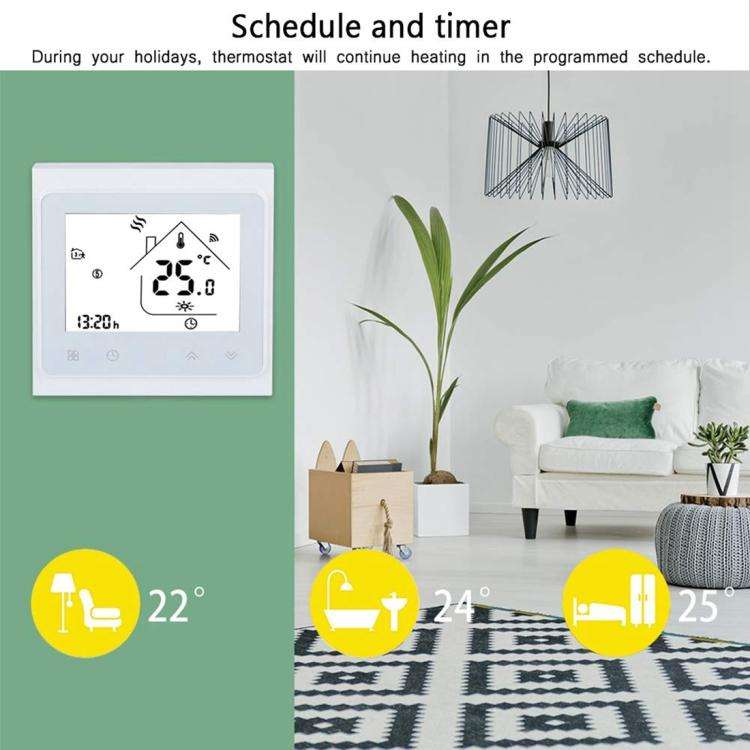 BHT-002GBLW 16A Load Electronic Heating Type LCD Digital Heating Room Thermostat with Sensor & Ti...