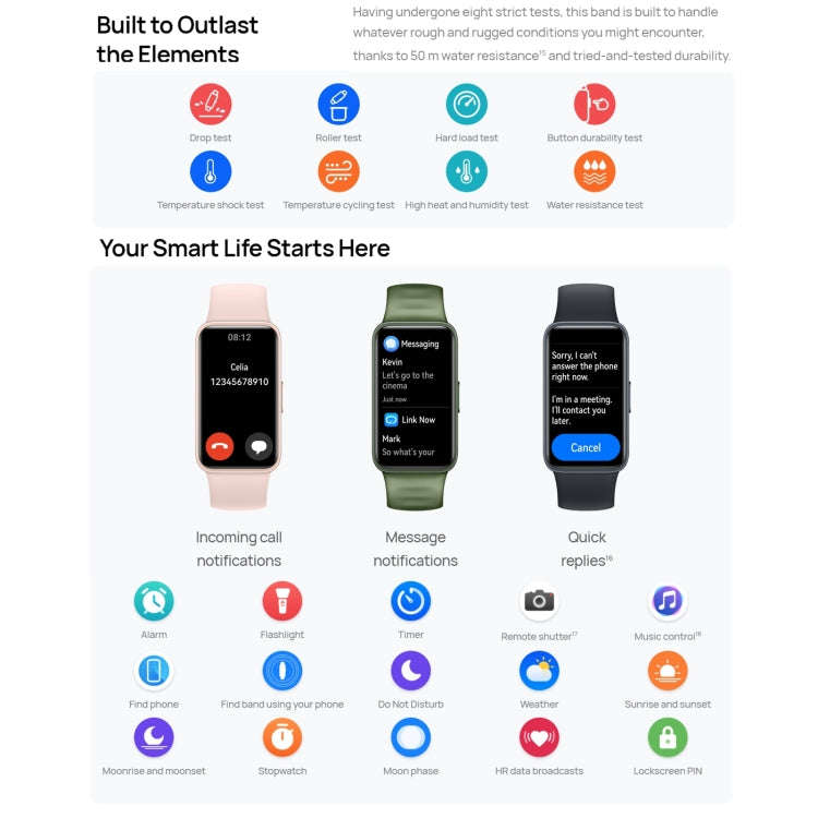 HUAWEI Band 8 Standard 1.47 inch AMOLED Smart Watch, Support Heart Rate / Blood Pressure / Blood ...