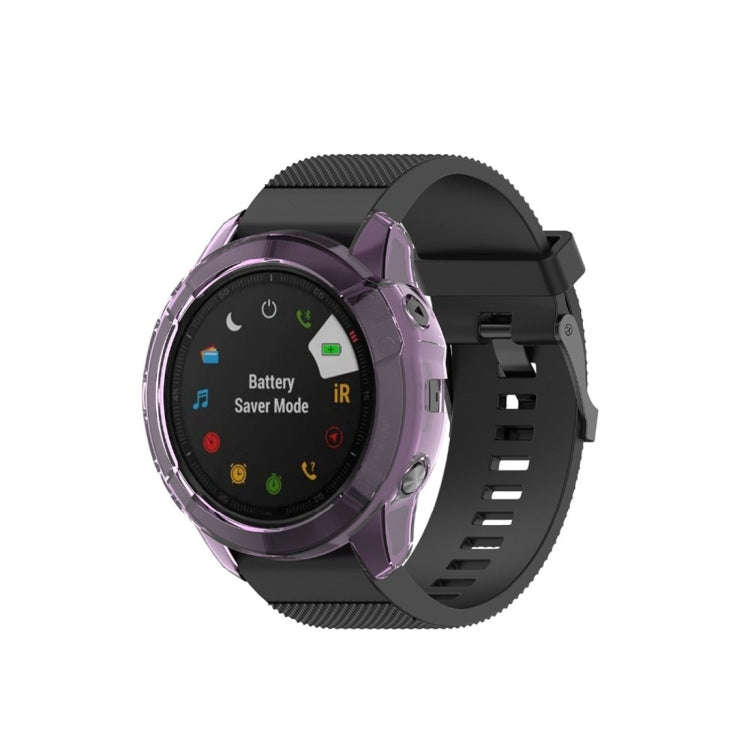 For Garmin Fenix 6X TPU Half Coverage Smart Watch Protevtice Case(Purple)