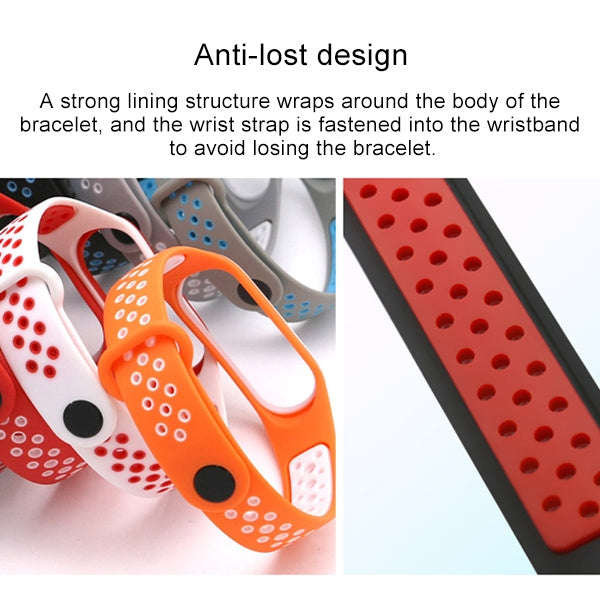 Colorful Silicone Wrist Strap Watch Band for Xiaomi Mi Band 3 & 4(Black Grey)