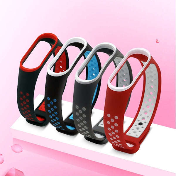 Colorful Silicone Wrist Strap Watch Band for Xiaomi Mi Band 3 & 4(Black Blue)