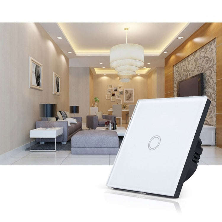 86mm 1 Gang Tempered Glass Panel Wall Switch Smart Home Light Touch Switch with RF433 Remote Cont...