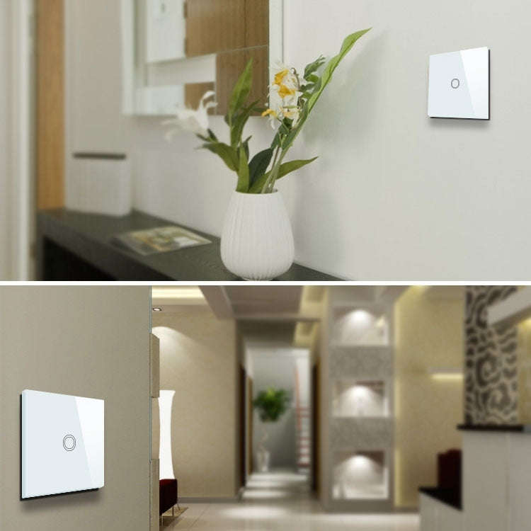 86mm 1 Gang Tempered Glass Panel Wall Switch Smart Home Light Touch Switch with RF433 Remote Cont...
