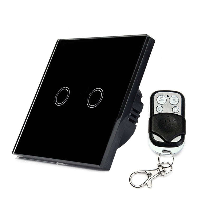 86mm 2 Gang Tempered Glass Panel Wall Switch Smart Home Light Touch Switch with RF433 Remote Cont...