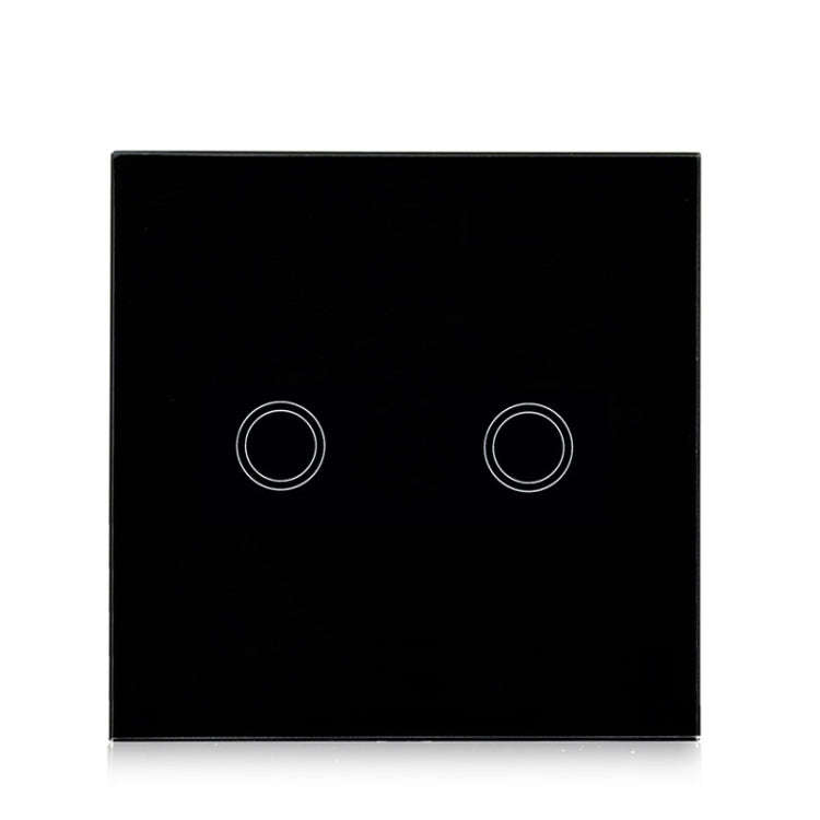 86mm 2 Gang Tempered Glass Panel Wall Switch Smart Home Light Touch Switch with RF433 Remote Cont...