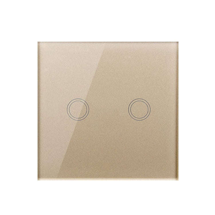 86mm 2 Gang Tempered Glass Panel Wall Switch Smart Home Light Touch Switch with RF433 Remote Cont...