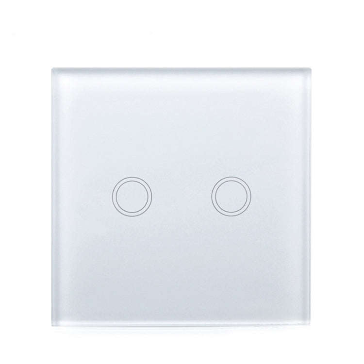 86mm 2 Gang Tempered Glass Panel Wall Switch Smart Home Light Touch Switch with RF433 Remote Cont...