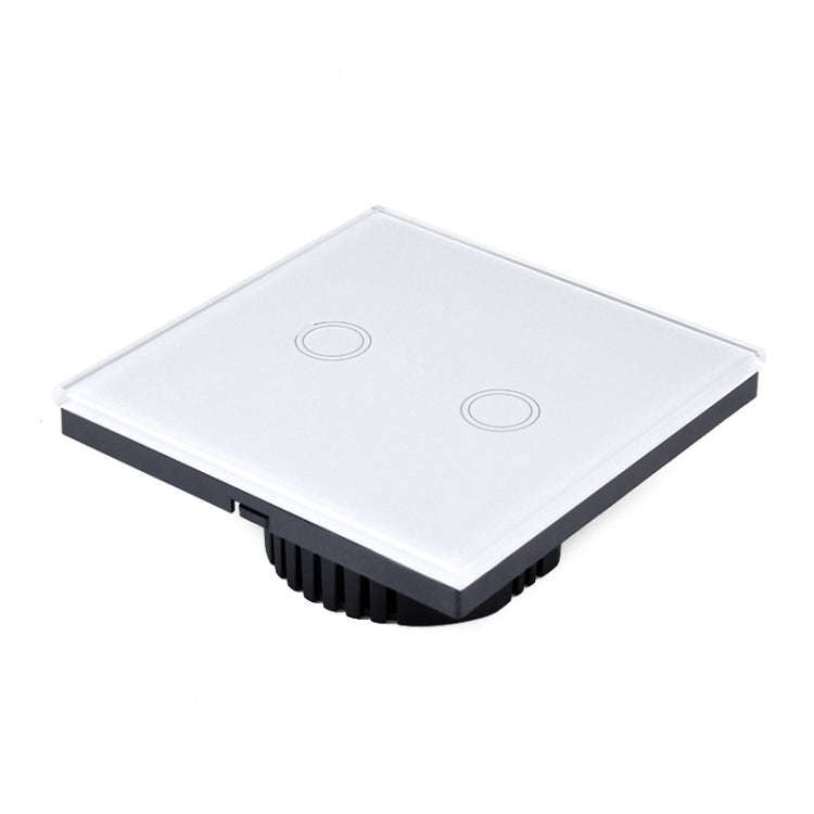 86mm 2 Gang Tempered Glass Panel Wall Switch Smart Home Light Touch Switch with RF433 Remote Cont...