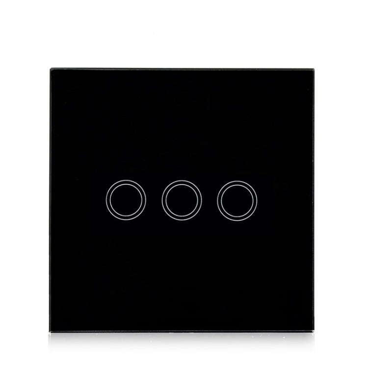 86mm 3 Gang Tempered Glass Panel Wall Switch Smart Home Light Touch Switch with RF433 Remote Cont...