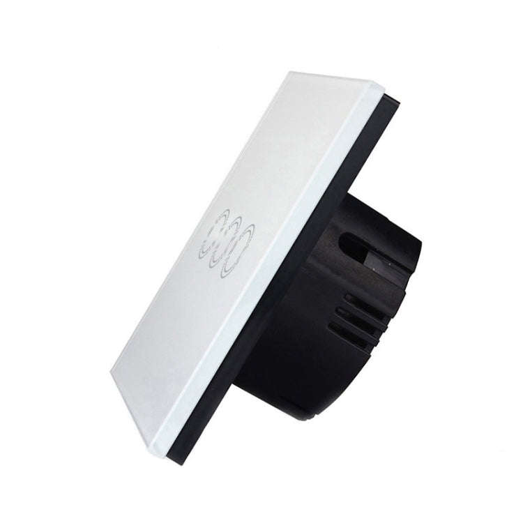 86mm 3 Gang Tempered Glass Panel Wall Switch Smart Home Light Touch Switch with RF433 Remote Cont...