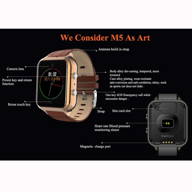 M5 1.54 inch TFT Color Screen Smart Bracelet, Support Call Reminder/ Heart Rate Monitoring /Blood...