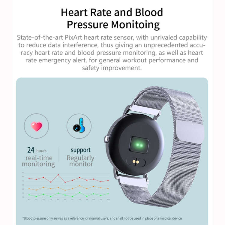 CV08C 1.0 inch TFT Color Screen Steel Watch Band Smart Bracelet, Support Call Reminder/ Heart Rat...