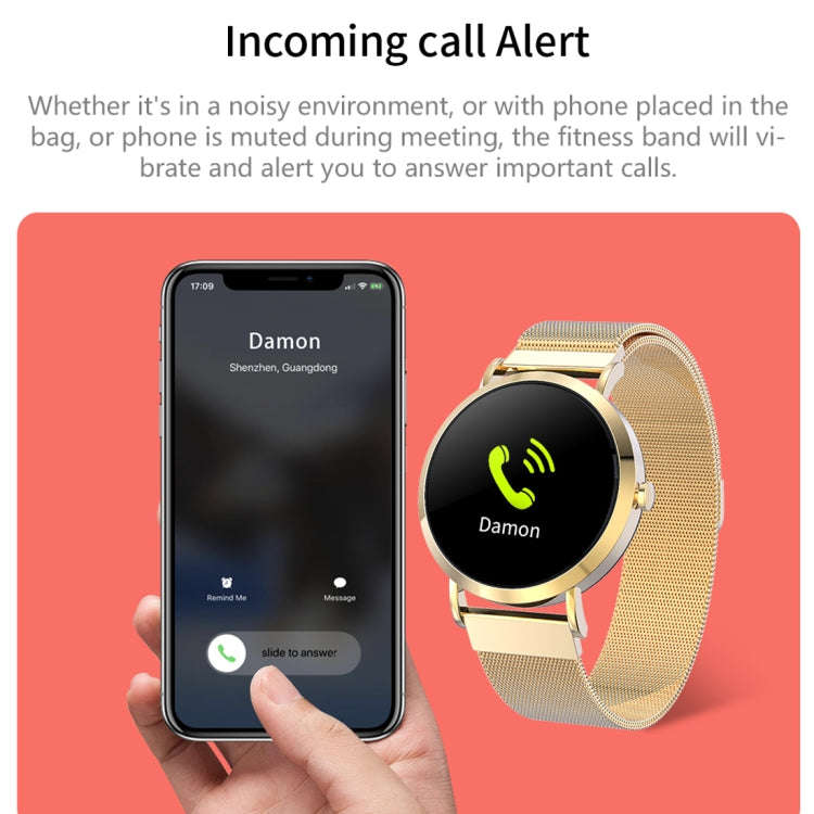 CV08C 1.0 inch TFT Color Screen Steel Watch Band Smart Bracelet, Support Call Reminder/ Heart Rat...