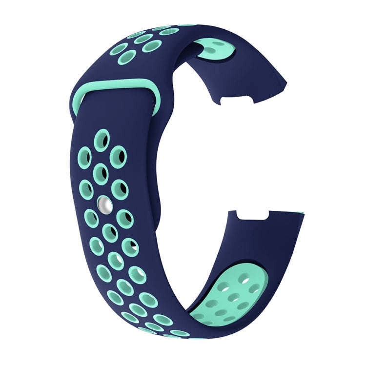 Two-color Round Hole Silicone Watch Band for Fitbit Charge 3, Watch Band Size:130-195mm(Blue Green)
