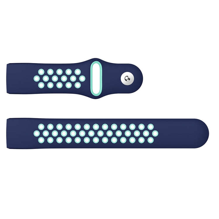 Two-color Round Hole Silicone Watch Band for Fitbit Charge 3, Watch Band Size:130-195mm(Blue Green)