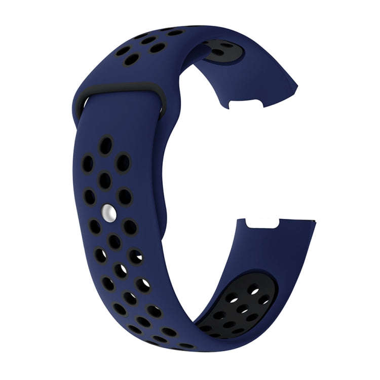 Two-color Round Hole Silicone Watch Band for Fitbit Charge 3, Watch Band Size:130-195mm(Black Blue)