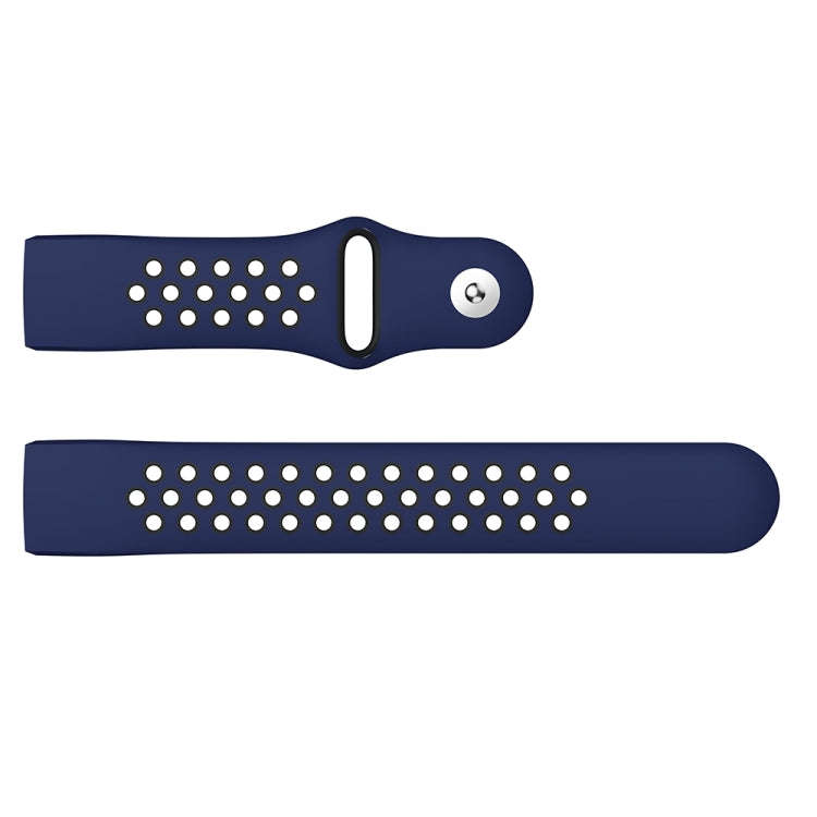 Two-color Round Hole Silicone Watch Band for Fitbit Charge 3, Watch Band Size:130-195mm(Black Blue)