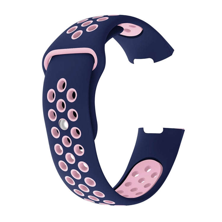 Two-color Round Hole Silicone Watch Band for Fitbit Charge 3, Watch Band Size:130-195mm(Pink Blue)