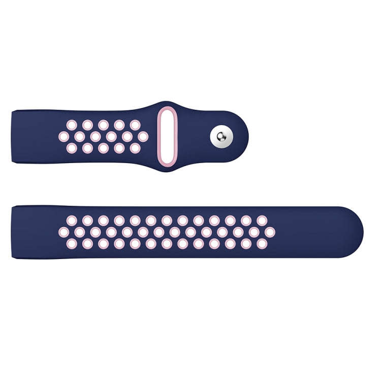 Two-color Round Hole Silicone Watch Band for Fitbit Charge 3, Watch Band Size:130-195mm(Pink Blue)