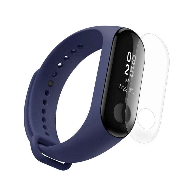 2 in 1 Silicone Watch Band with TPU Screen Film for Xiaomi Mi Band 3(Navy Blue)