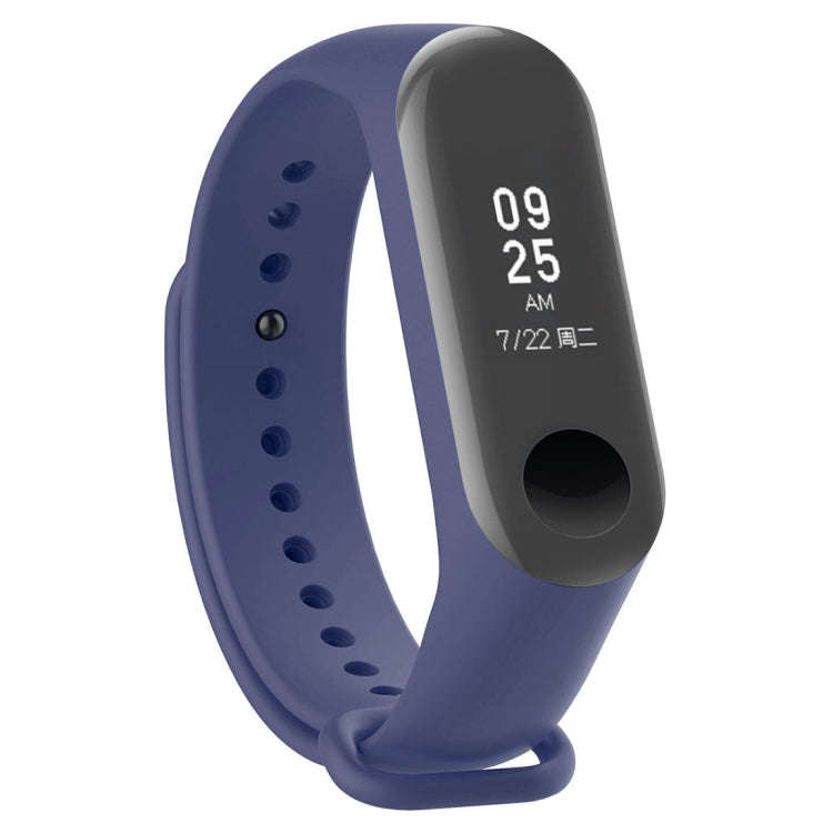 2 in 1 Silicone Watch Band with TPU Screen Film for Xiaomi Mi Band 3(Navy Blue)