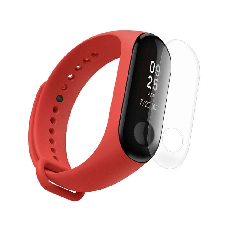 2 in 1 Silicone Watch Band with TPU Screen Film for Xiaomi Mi Band 3(Red)