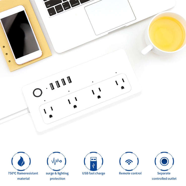 XS-A24 WiFi Smart Power Plug Socket Wireless Remote Control Timer Power Switch with USB Port, Com...