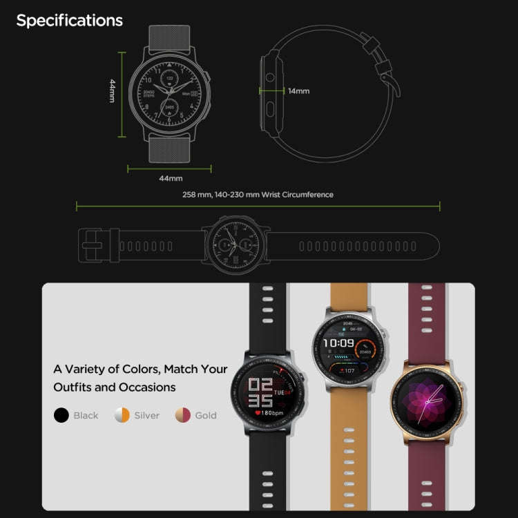 Zeblaze GTR2 1.28 inch Color Touch Screen Bluetooth 5.0 IP68 Waterproof Smart Watch, Support Slee...