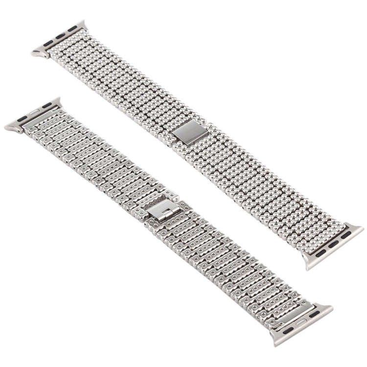 For Apple Watch Series 7 45mm / 6 & SE & 5 & 4 44mm / 3 & 2 & 1 42mm Nine Beads Stainless Steel W...