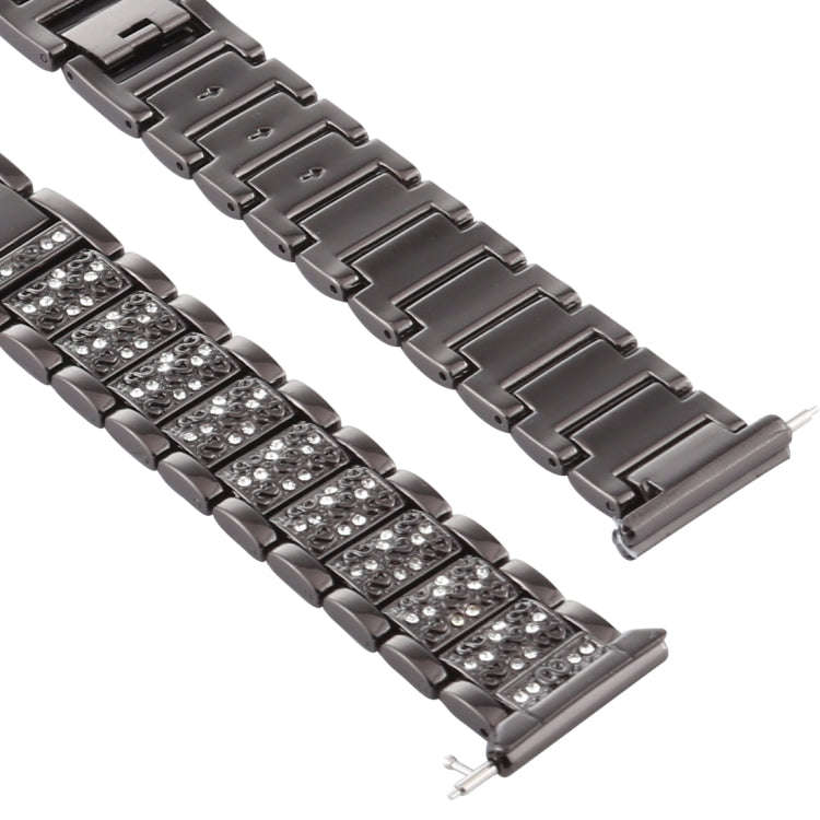 For Fitbit Versa Diamond-studded Stainless Steel  Watch Band(Black)