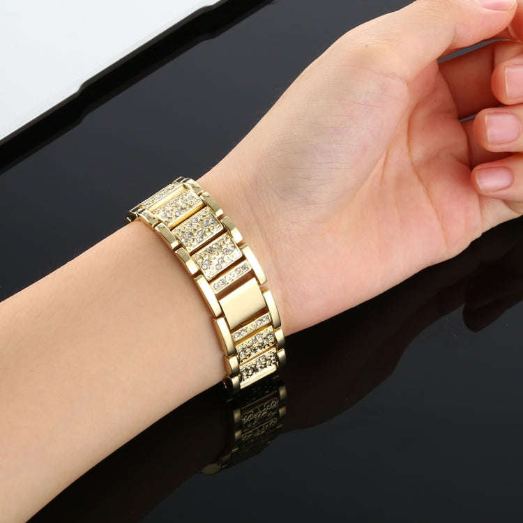 For Fitbit Versa Diamond-studded Stainless Steel  Watch Band(Gold)