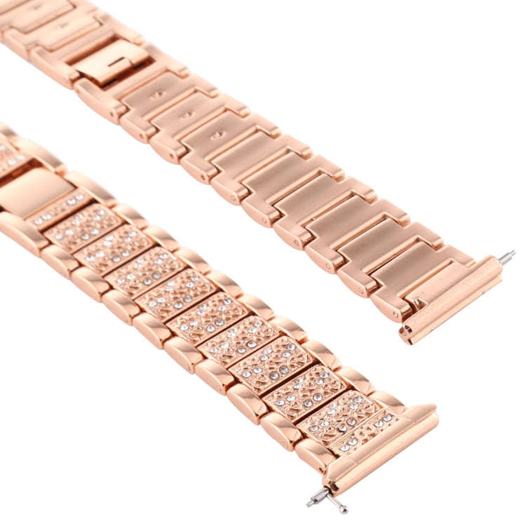For Fitbit Versa Diamond-studded Stainless Steel  Watch Band(Rose Gold)