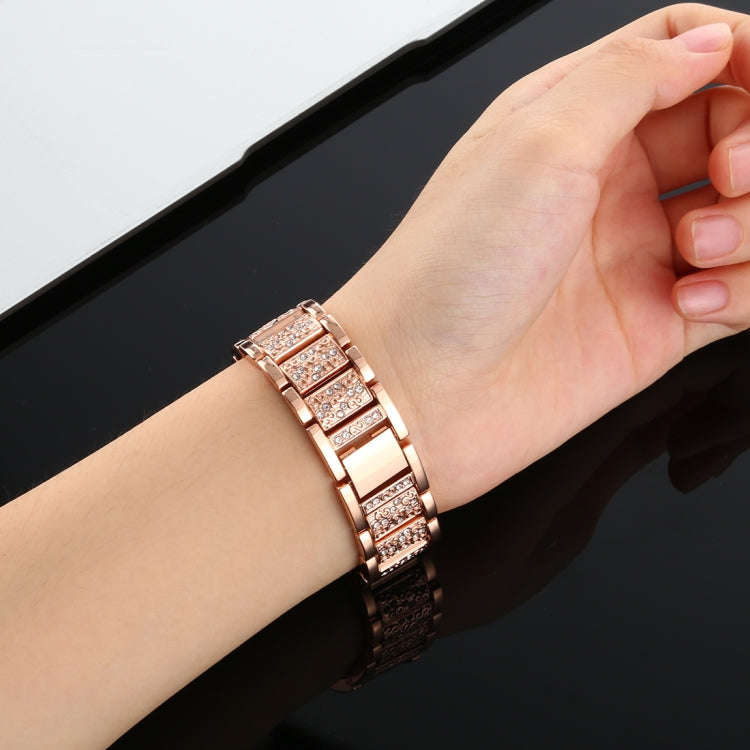 For Fitbit Versa Diamond-studded Stainless Steel  Watch Band(Rose Gold)