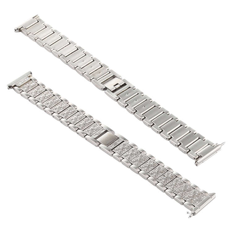 For Fitbit Versa Diamond-studded Stainless Steel  Watch Band(Silver)