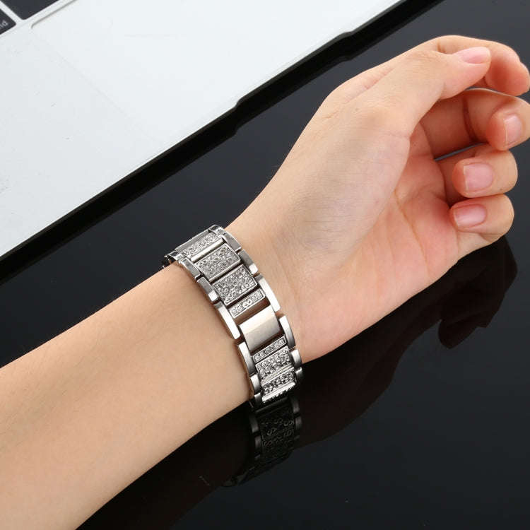 For Fitbit Versa Diamond-studded Stainless Steel  Watch Band(Silver)