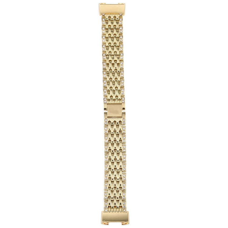 For Fitbit Charge 3 Diamond-studded Stainless Steel  Watch Band(Gold)