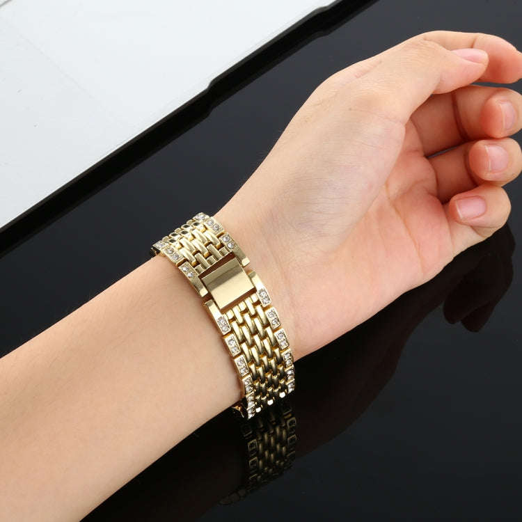 For Fitbit Charge 3 Diamond-studded Stainless Steel  Watch Band(Gold)